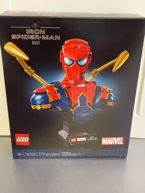 LEGO Marvel Iron Spider-Man Bust in Red /Gold Collectible 76326 379Pcs 18+ NIP